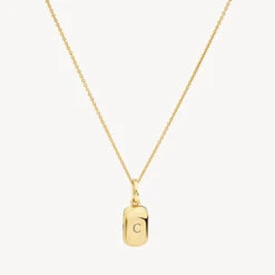 Engravable Rectangle Locket Necklace In Gold
