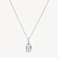 Engravable Rectangle Locket Necklace In Silver
