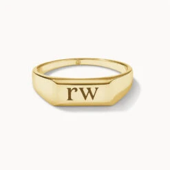 Engravable Rectangle Signet Pinky Ring In Gold -Fashion Accessories Store engravable rectangle signet pinky ring in gold medley jewellery ring 39932660252902