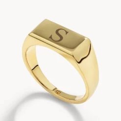 Engravable Rectangle Signet Pinky Ring In Gold -Fashion Accessories Store engravable rectangle signet pinky ring in gold medley jewellery ring 39932660383974