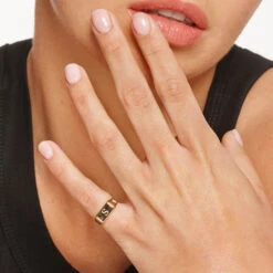 Engravable Rectangle Signet Pinky Ring In Gold -Fashion Accessories Store engravable rectangle signet pinky ring in gold medley jewellery ring 39933080043750