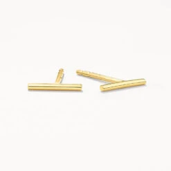 Fine Bar Stud Earrings In 10k Gold