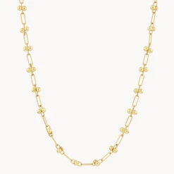 Fine Bauble Paperclip Chain Necklace In Gold