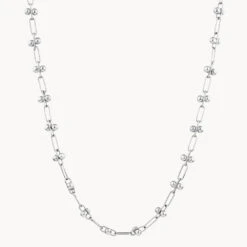 Fine Bauble Paperclip Chain Necklace In Silver
