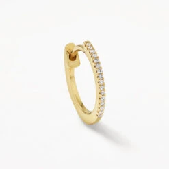 Fine Diamond Huggie In 10k Gold -Fashion Accessories Store fine diamond huggie in 10k gold medley jewellery earrings 40414002020582