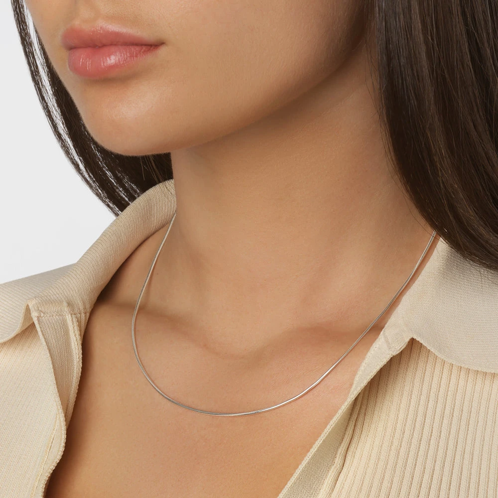 Fine Snake Chain Necklace In Silver 9 Fine Snake Chain Necklace In Silver - Image 9