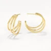 Maxi Triple Hoop Stud Earrings In Gold