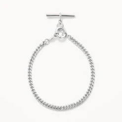 Fob Curb Chain Bracelet In Silver