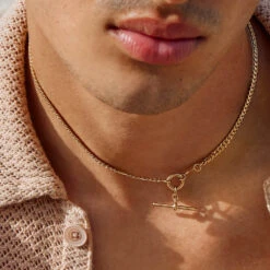 Fob Curb Chain Necklace In Gold -Fashion Accessories Store fob curb chain necklace in gold medley jewellery necklace 39721026781414