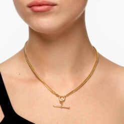Fob Curb Chain Necklace In Gold -Fashion Accessories Store fob curb chain necklace in gold medley jewellery necklace 39724387270886