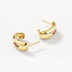 Garnet Marquise Curve Hoops In Gold -Fashion Accessories Store garnet marquise curve hoops in gold medley jewellery earrings 41811352649958