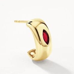 Garnet Marquise Curve Hoops In Gold -Fashion Accessories Store garnet marquise curve hoops in gold medley jewellery earrings 41862345785574