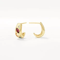 Garnet Multi Gemstone Curve Huggies In Gold -Fashion Accessories Store garnet multi gemstone curve huggies in gold medley jewellery earrings 42638492762342