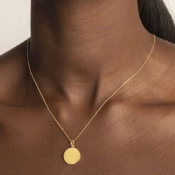 Full Moon Pendant In Gold -Fashion Accessories Store gold engravable full moon circle pendant medley jewellery pendant 18328475205791