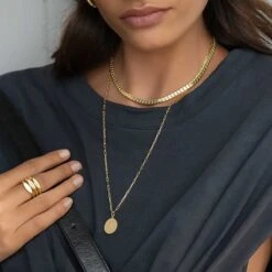 Full Moon Pendant In Gold -Fashion Accessories Store gold engravable full moon circle pendant medley jewellery pendant 21715387973791