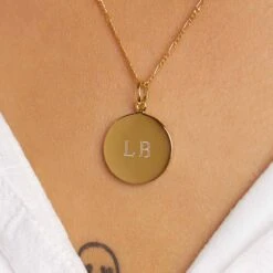 Full Moon Pendant In Gold -Fashion Accessories Store gold engravable full moon circle pendant medley jewellery pendant 27928174985375