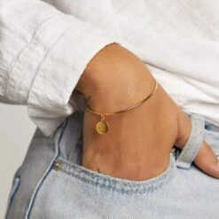 Mini Full Moon Pendant In Gold -Fashion Accessories Store gold engravable mini moon circle pendant medley jewellery pendant 21788900688031