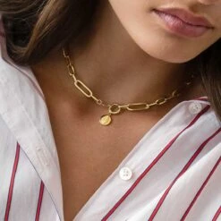 Mini Full Moon Pendant In Gold -Fashion Accessories Store gold engravable mini moon circle pendant medley jewellery pendant 28777242853535