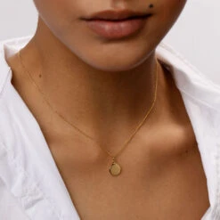 Mini Full Moon Pendant In Gold -Fashion Accessories Store gold engravable mini moon circle pendant medley jewellery pendant 30588293677215