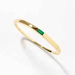 Green Agate Bangle In Gold