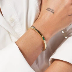 Green Agate Bangle In Gold -Fashion Accessories Store green agate bangle in gold medley jewellery bangle bracelet 40470366650598