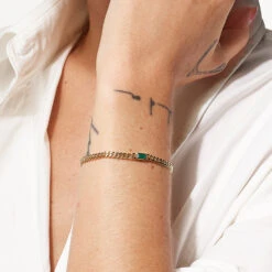 Green Agate Curb Chain Bracelet In Gold -Fashion Accessories Store green agate curb chain bracelet in gold medley jewellery bracelets bangle 40461047365862