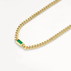 Green Agate Curb Chain Necklace In Gold -Fashion Accessories Store green agate curb chain necklace in gold medley jewellery necklace 40461025018086