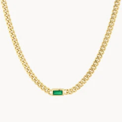 Green Agate Curb Chain Necklace In Gold -Fashion Accessories Store green agate curb chain necklace in gold medley jewellery necklace 40479739609318