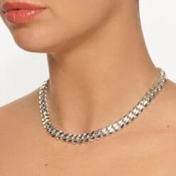 Heavy Flat Curb Chain In Silver -Fashion Accessories Store heavy flat curb chain in silver medley jewellery necklace 39933076963558