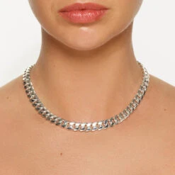 Heavy Flat Curb Chain In Silver -Fashion Accessories Store heavy flat curb chain in silver medley jewellery necklace 39933076996326