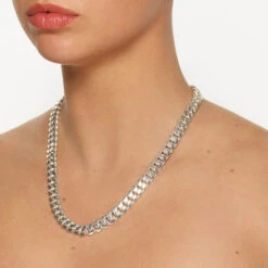 Heavy Flat Curb Chain In Silver -Fashion Accessories Store heavy flat curb chain in silver medley jewellery necklace 39933077979366