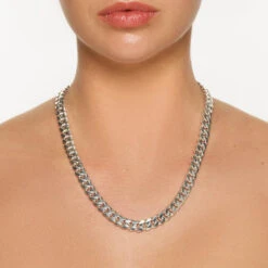 Heavy Flat Curb Chain In Silver -Fashion Accessories Store heavy flat curb chain in silver medley jewellery necklace 39933078044902