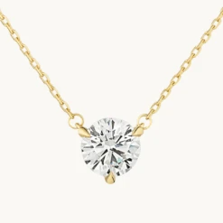 Laboratory-Grown Diamond 0.75ct Round Necklace In 10k Gold