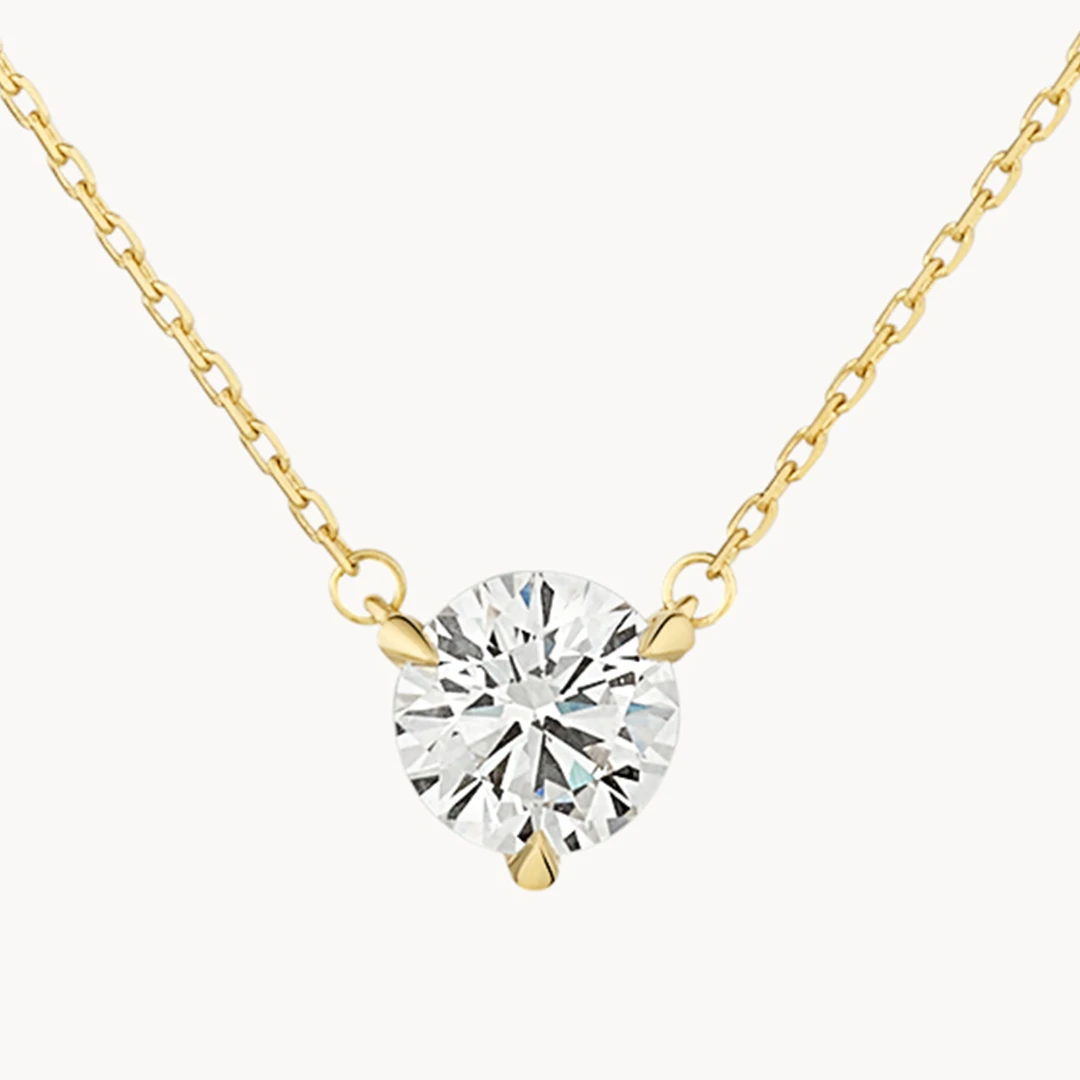 Laboratory-Grown Diamond 0.75ct Round Necklace In 10k Gold 1 Laboratory-Grown Diamond 0.75ct Round Necklace In 10k Gold