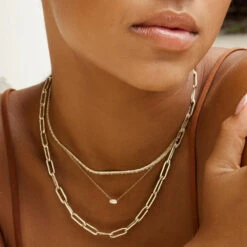 Laboratory-Grown Diamond 0.20ct Baguette Necklace In 10k Gold -Fashion Accessories Store lab grown diamond baguette necklace 10k gold medley jewellery necklace 36619043504358