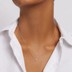 Laboratory-Grown Diamond 0.20ct Oval Necklace In Silver -Fashion Accessories Store lab grown diamond oval necklace silver medley jewellery necklace 36144533078246