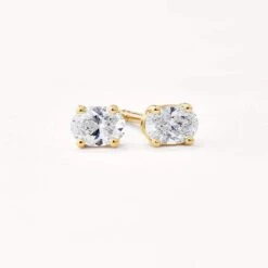 Laboratory-Grown Diamond Oval Stud Earrings In 10k Gold -Fashion Accessories Store lab grown diamond oval studs 10k gold medley jewellery earrings 42652126478566