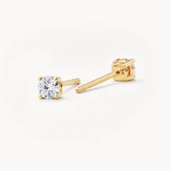 Laboratory-Grown Diamond Round Stud Earrings In 10k Gold -Fashion Accessories Store lab grown diamond studs 10k gold medley jewellery earrings 36109731889382