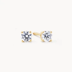 Laboratory-Grown Diamond Round Stud Earrings In 10k Gold