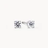 Laboratory-Grown Diamond Round Stud Earrings In Silver