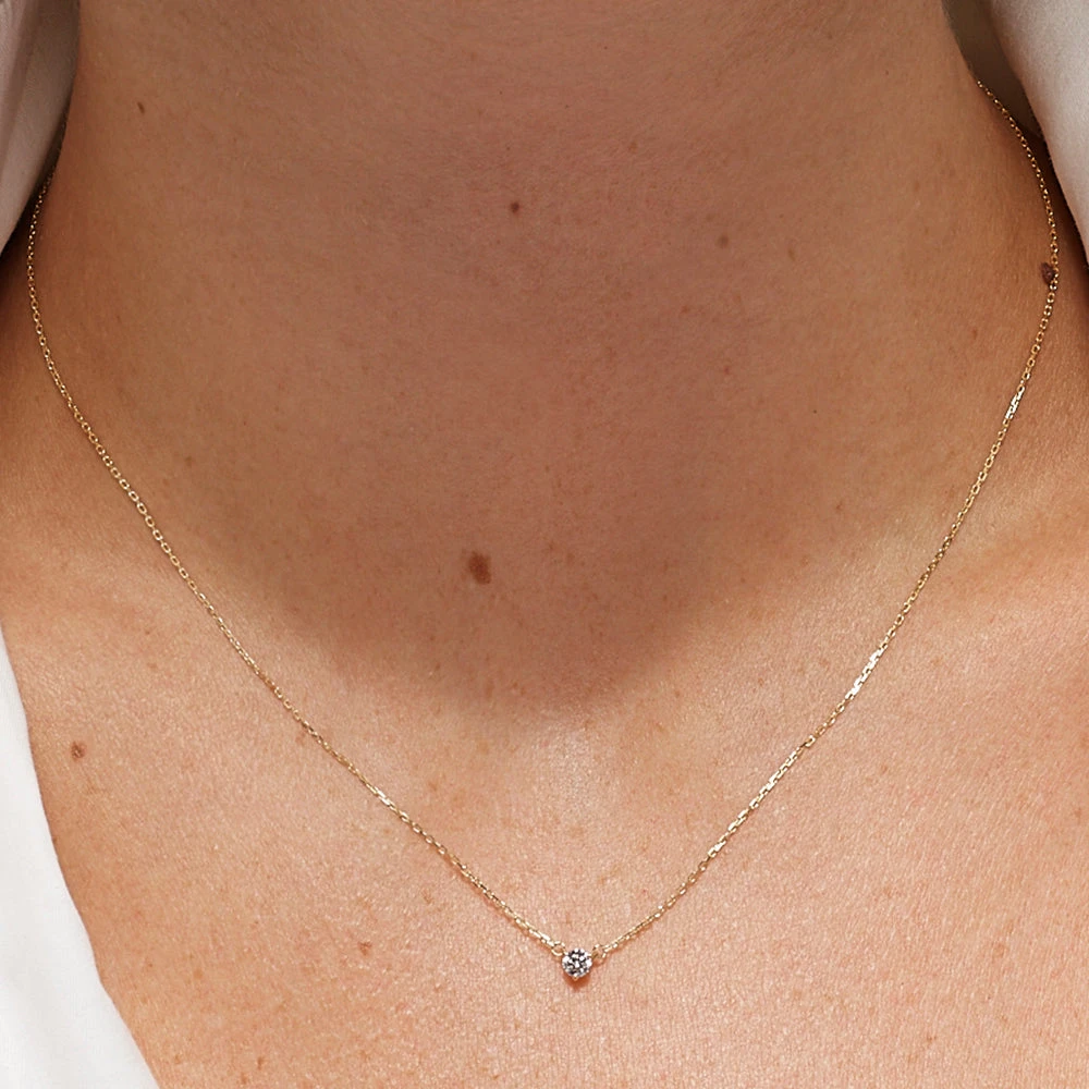 Laboratory-Grown Diamond 0.10ct Round Necklace In 10k Gold 5 Laboratory-Grown Diamond 0.10ct Round Necklace In 10k Gold - Image 5