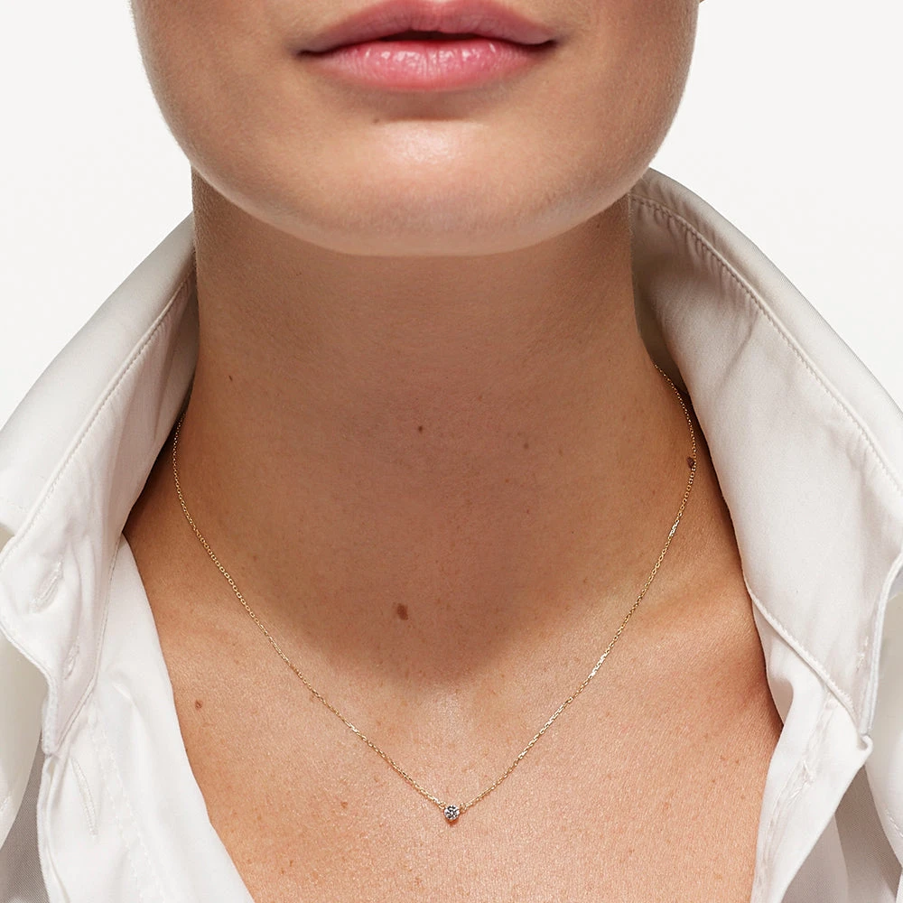 Laboratory-Grown Diamond 0.10ct Round Necklace In 10k Gold 2 Laboratory-Grown Diamond 0.10ct Round Necklace In 10k Gold - Image 2