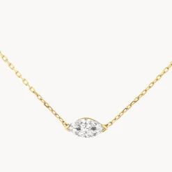 Laboratory-Grown Diamond 0.20ct Marquise Necklace In 10k Gold