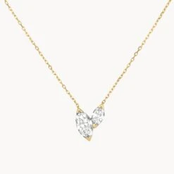 Laboratory-Grown Diamond 0.70ct Double Marquise Necklace In 10k Gold