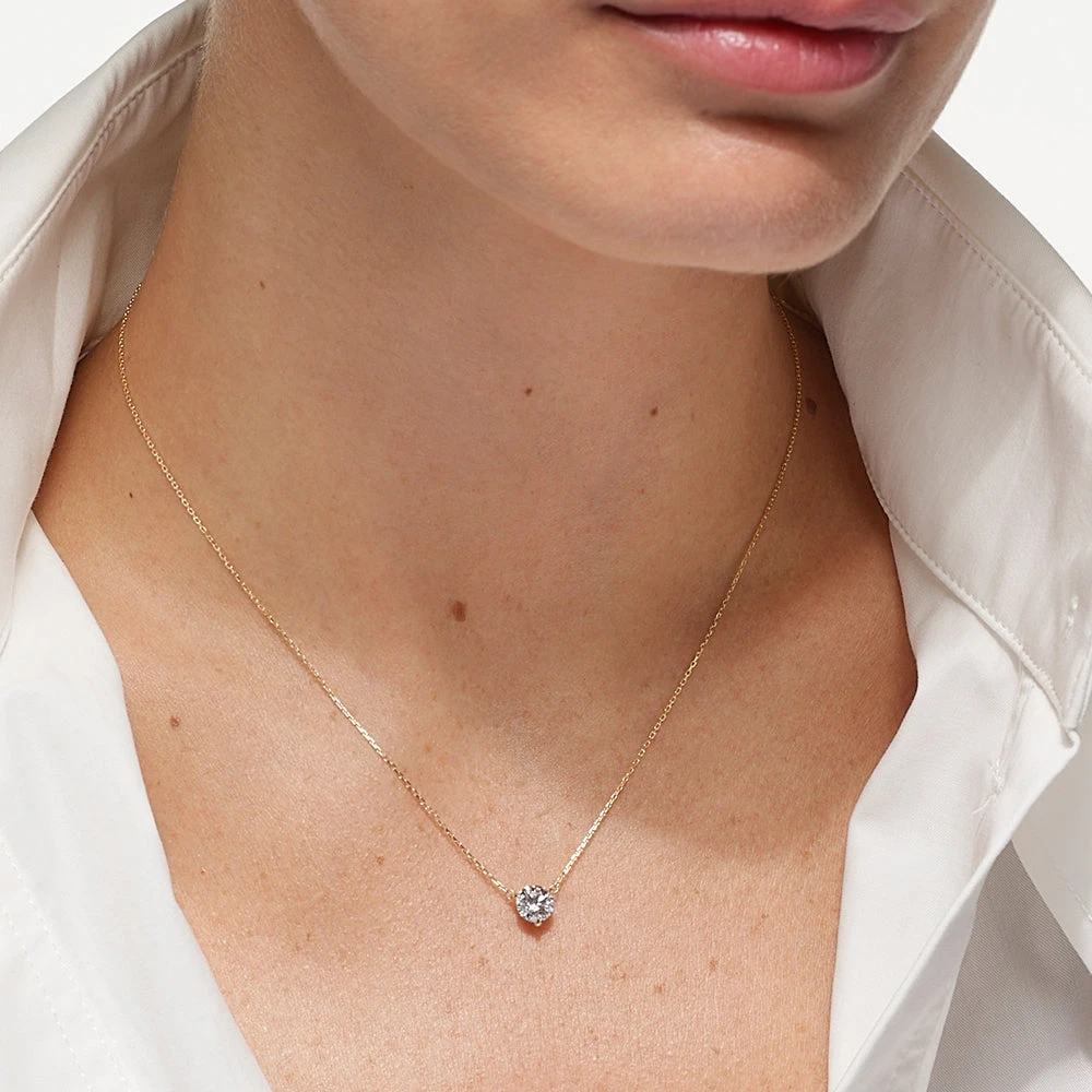 Laboratory-Grown Diamond 0.75ct Round Necklace In 10k Gold 4 Laboratory-Grown Diamond 0.75ct Round Necklace In 10k Gold - Image 4