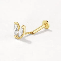 Laboratory-Grown Diamond Double Marquise Helix Single Stud Earring In 10k Gold -Fashion Accessories Store laboratory grown diamond double marquise helix single stud earring in 10k gold medley jewellery earrings 41810438488294
