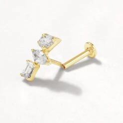 Laboratory-Grown Diamond Fancy Trio Helix Single Stud Earring In 10k Gold -Fashion Accessories Store laboratory grown diamond fancy trio helix single stud earring in 10k gold medley jewellery earrings 41810446713062