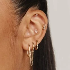 Fashion Accessories Store -Fashion Accessories Store laboratory grown diamond fancy trio helix single stud earring in 10k gold medley jewellery earrings 41824357613798