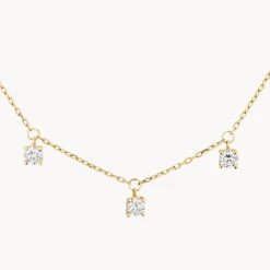 Laboratory-Grown Diamond Floating Droplet Necklace In 10k Gold