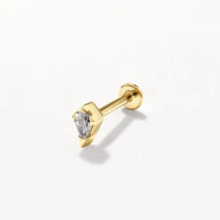 Laboratory-Grown Diamond Kite Helix Single Stud Earring In 10k Gold